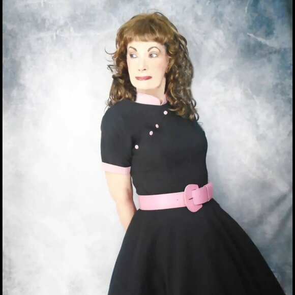 50s Style Dress Fit Flare Volup Full Skirt Rockabilly 90s Vintage - Picture 7 of 14